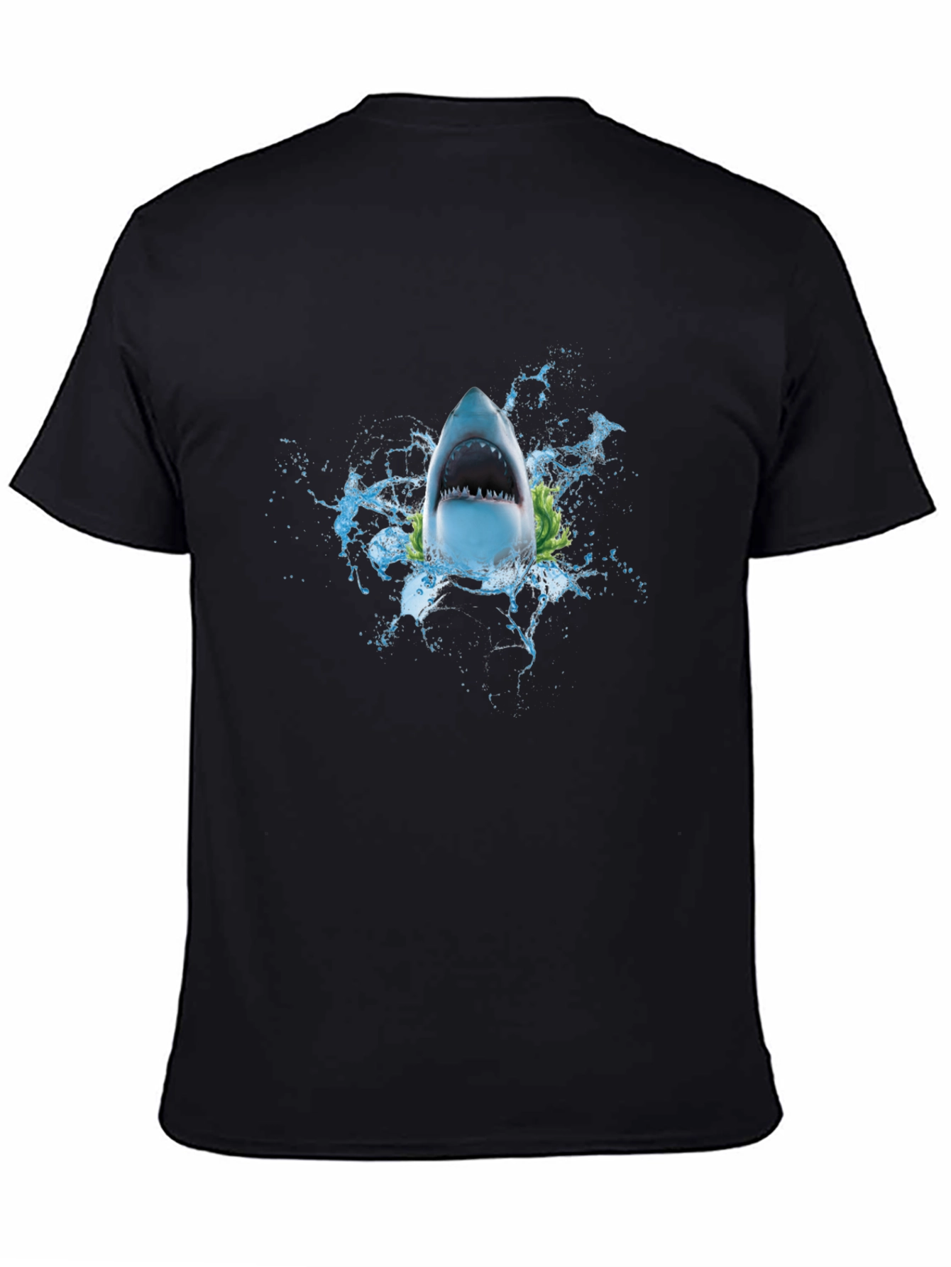 Shark Attack Graphic Tee - Black Cotton T-Shirt