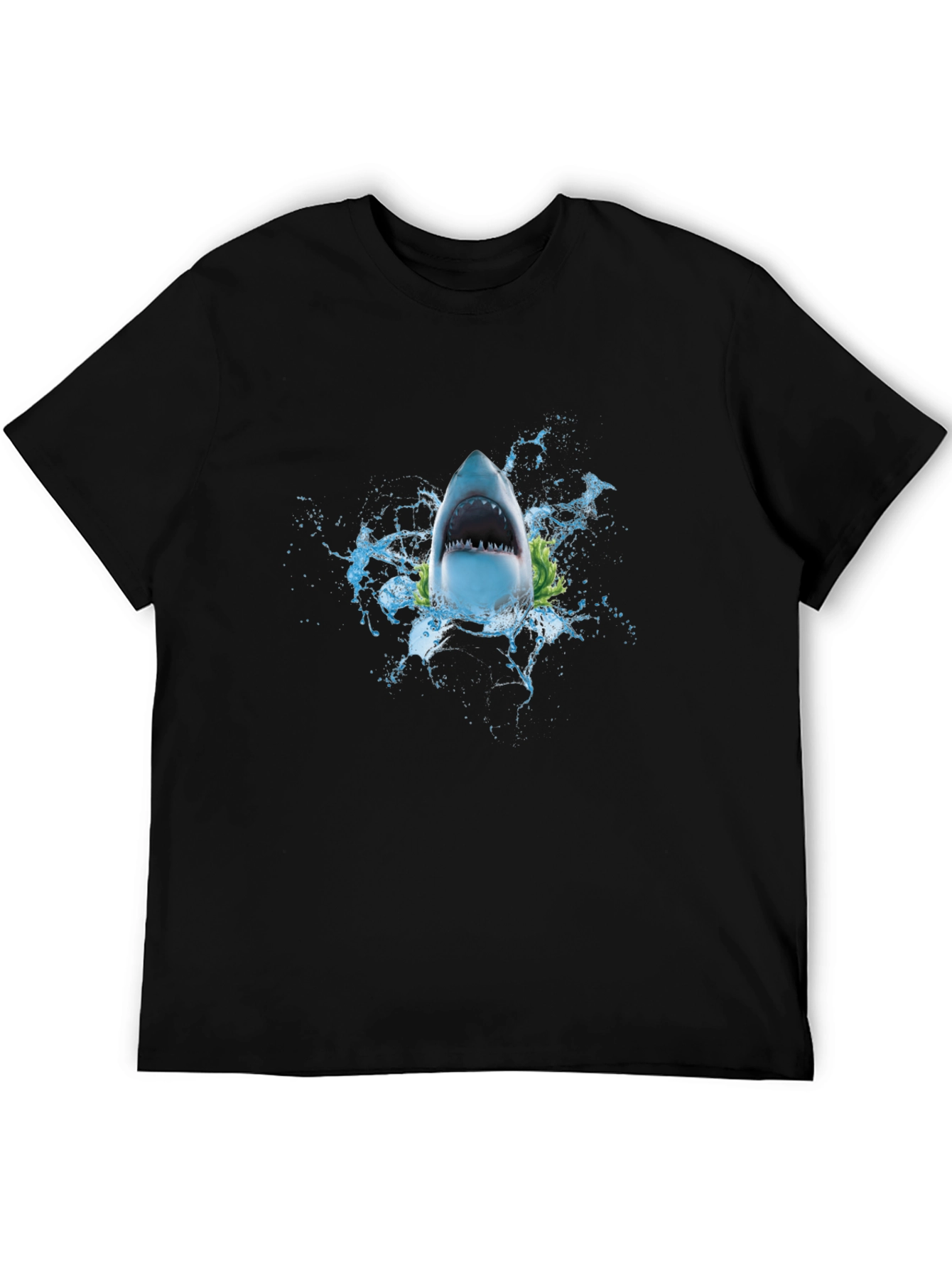 Shark Attack Graphic Tee - Black Cotton T-Shirt