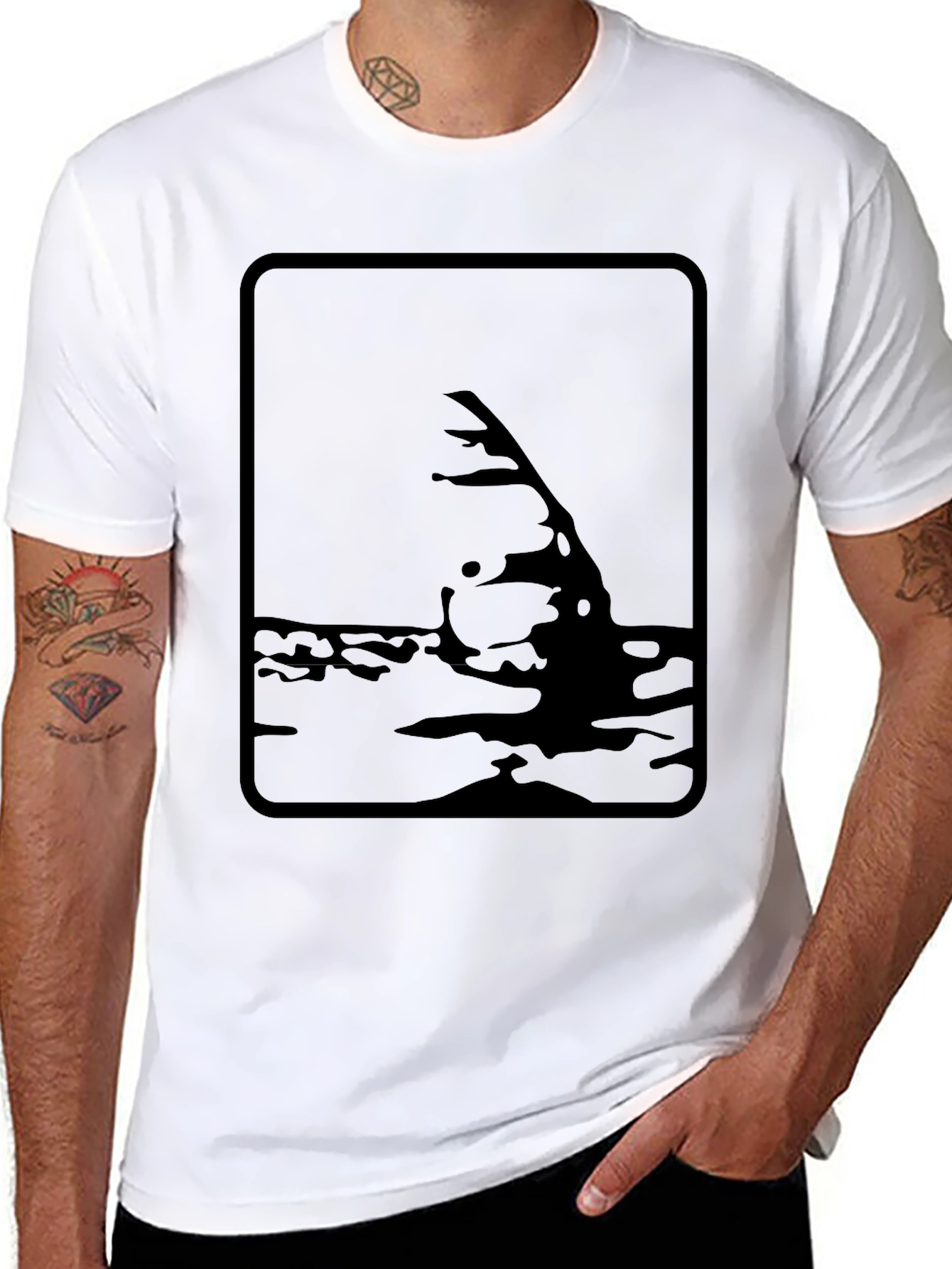 Shark Fin Graphic Tee - Mens Black T-Shirt