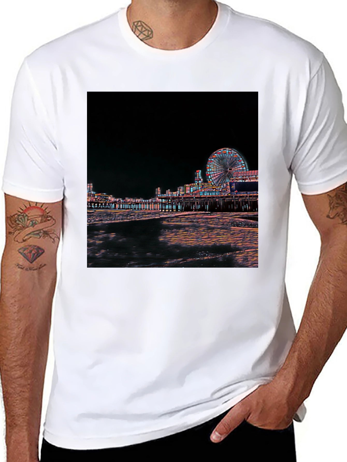 Night Scene Black T-Shirt