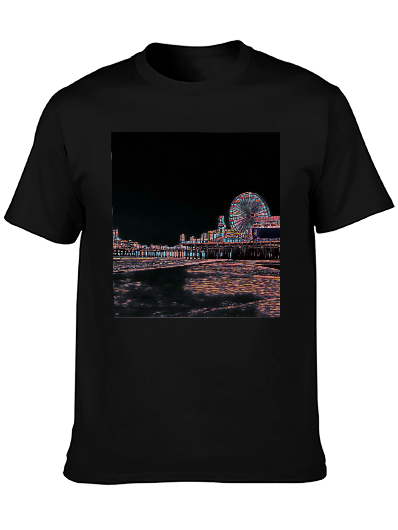 Night Scene Black T-Shirt