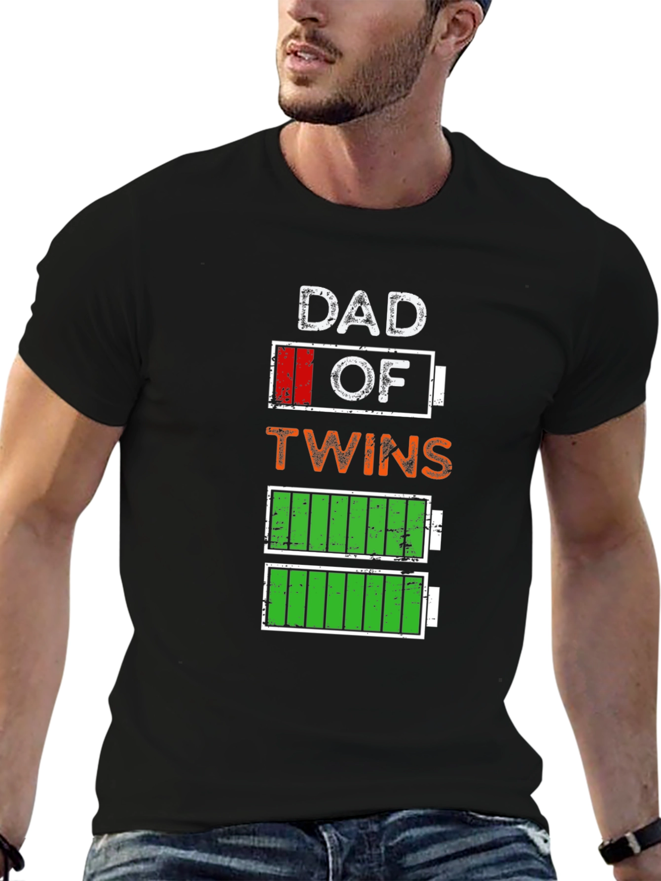 Dad of Twins Low Battery Graphic Tee