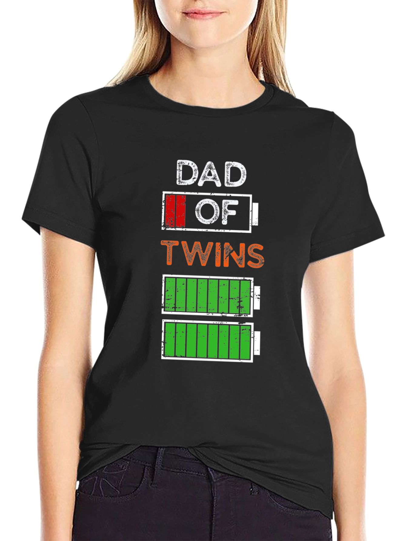 Dad of Twins Low Battery Graphic Tee