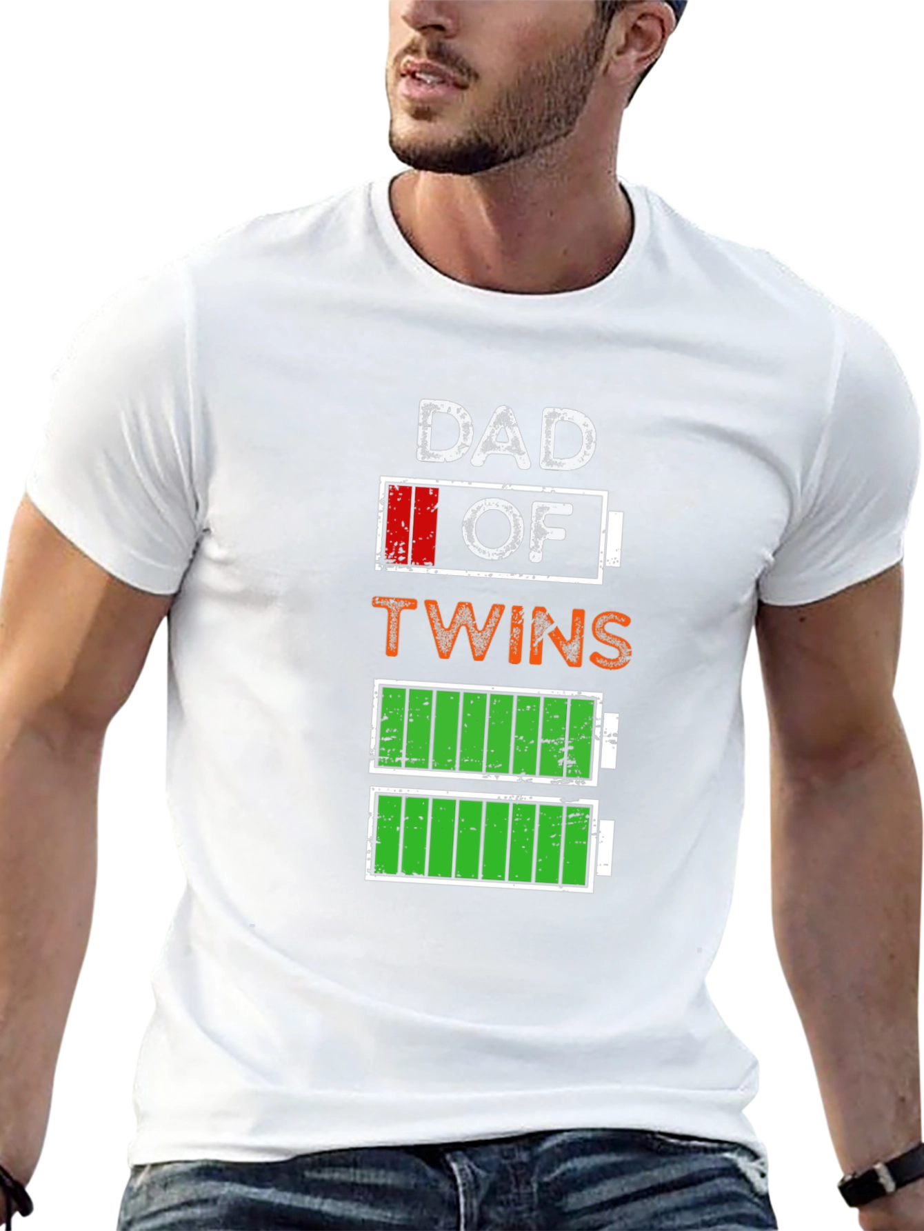 Dad of Twins Low Battery Graphic Tee
