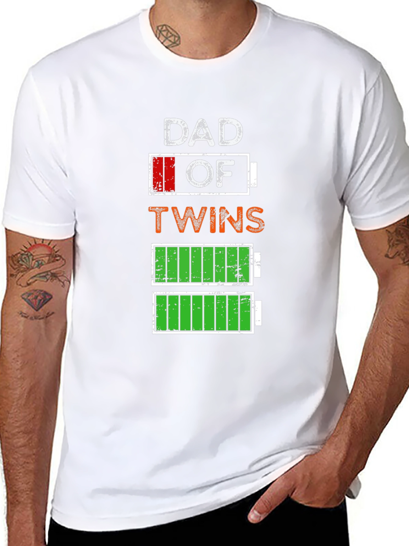 Dad of Twins Low Battery Graphic Tee