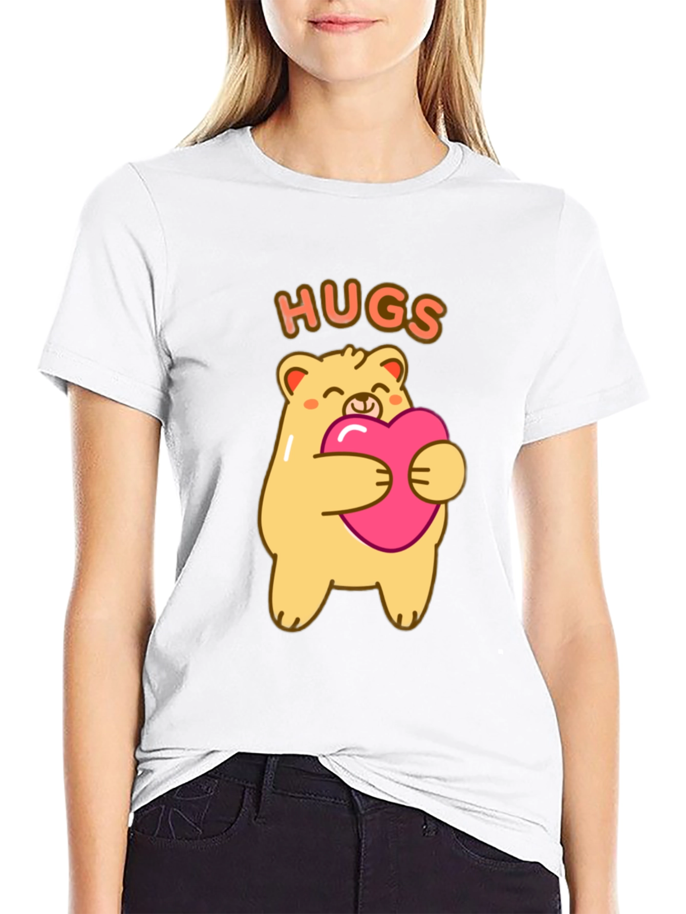 Cute Bear Hugs T-Shirt -  Comfortable Black Tee