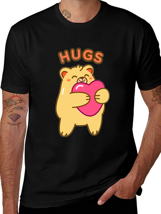 Cute Bear Hugs T-Shirt -  Comfortable Black Tee