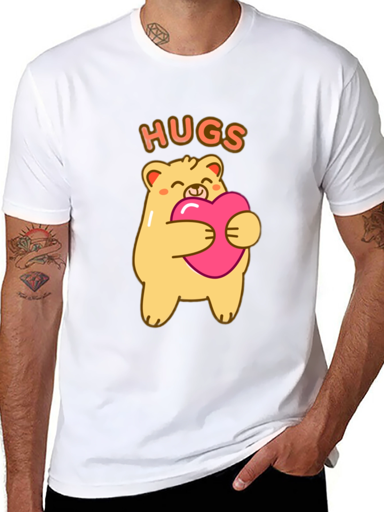 Cute Bear Hugs T-Shirt -  Comfortable Black Tee