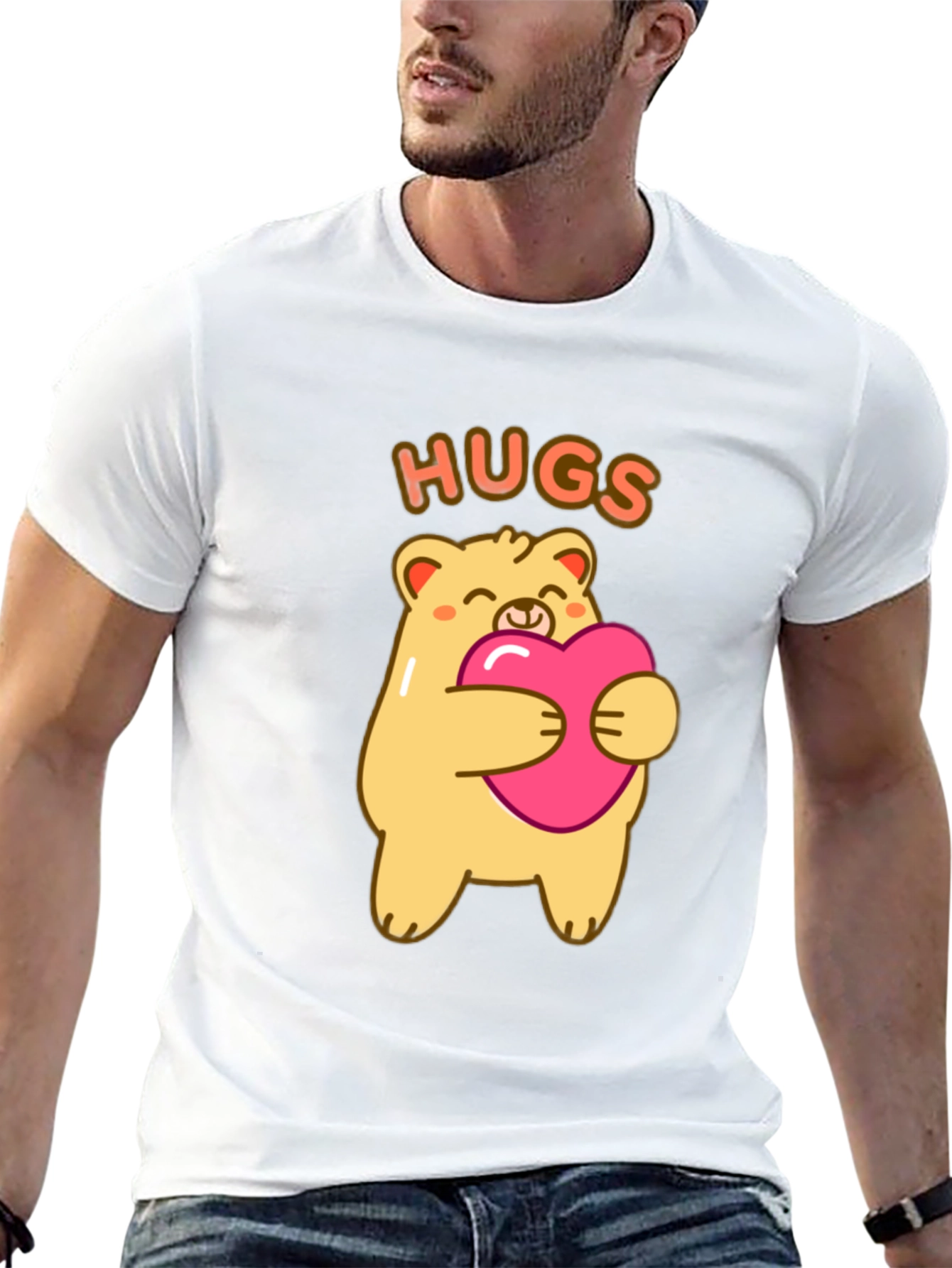 Cute Bear Hugs T-Shirt -  Comfortable Black Tee