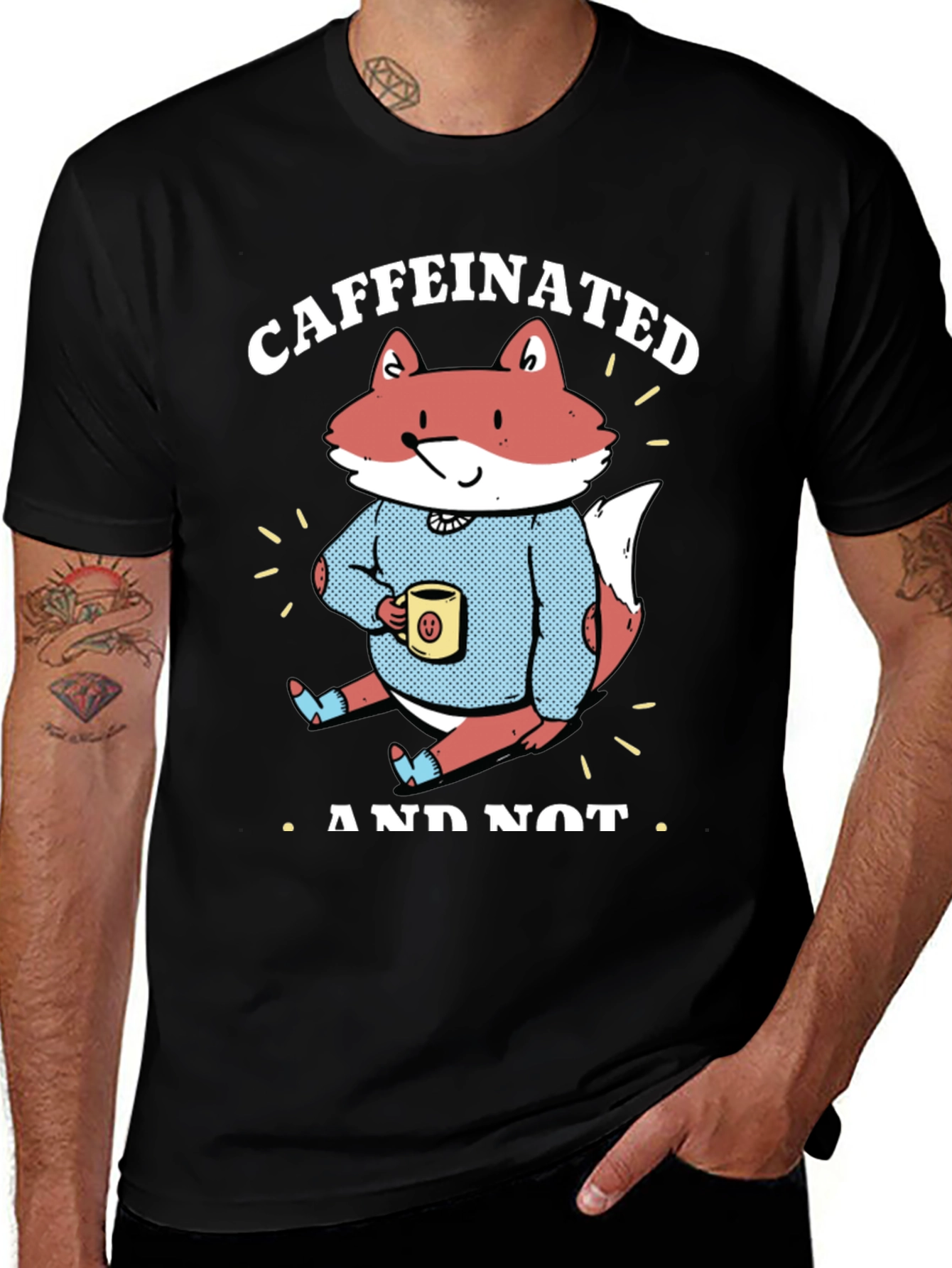 Caffeinated Fox Graphic Tee - Casual Comfort