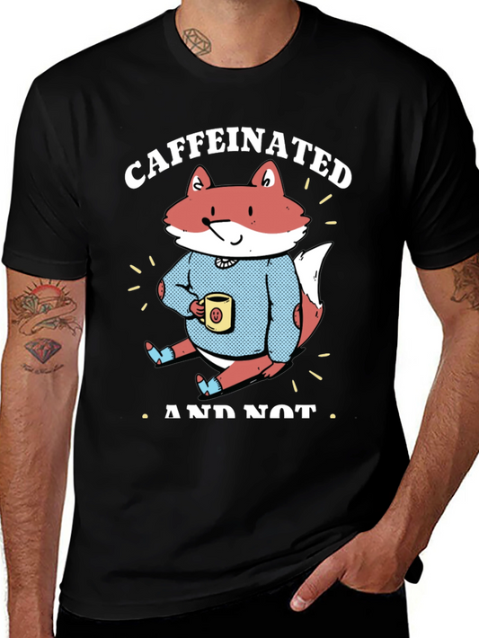 Caffeinated Fox Graphic Tee - Casual Comfort