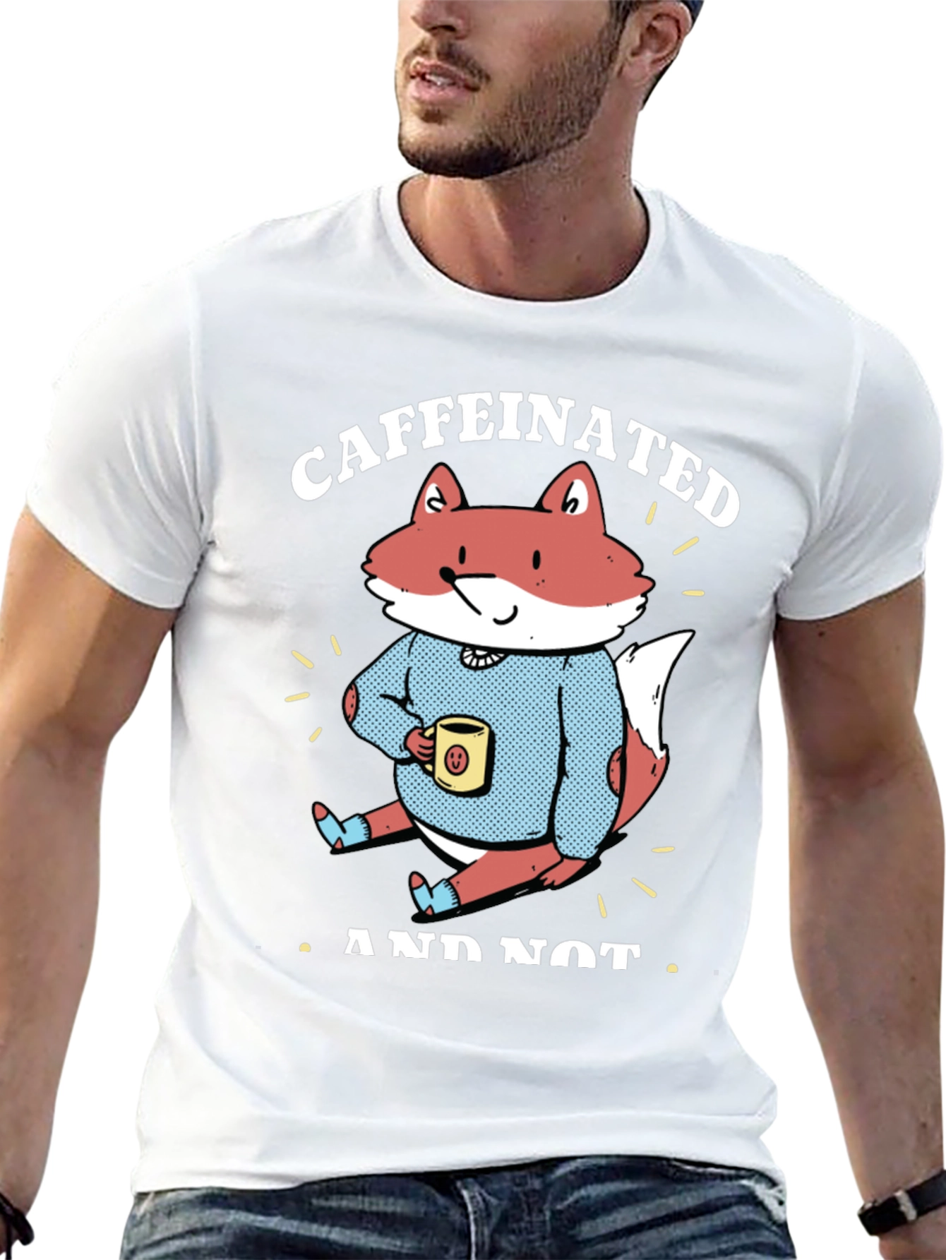 Caffeinated Fox Graphic Tee - Casual Comfort