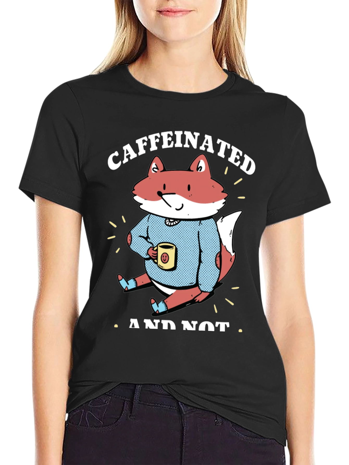 Caffeinated Fox Graphic Tee - Casual Comfort