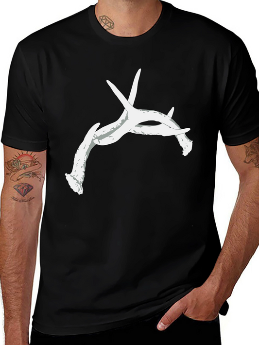 Antler Graphic Tee - Black Cotton Casual Top