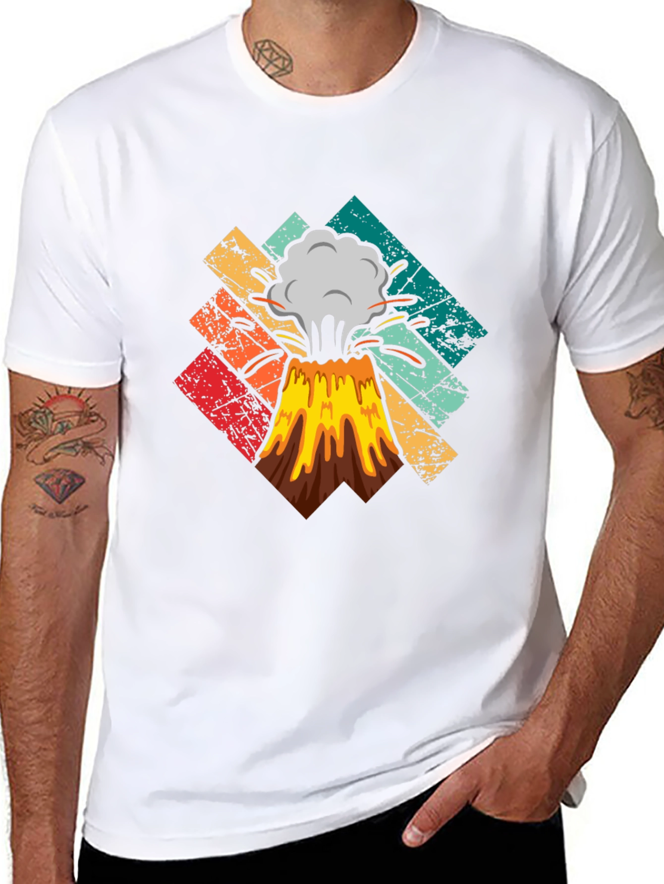 Retro Volcano Eruption Graphic Tee