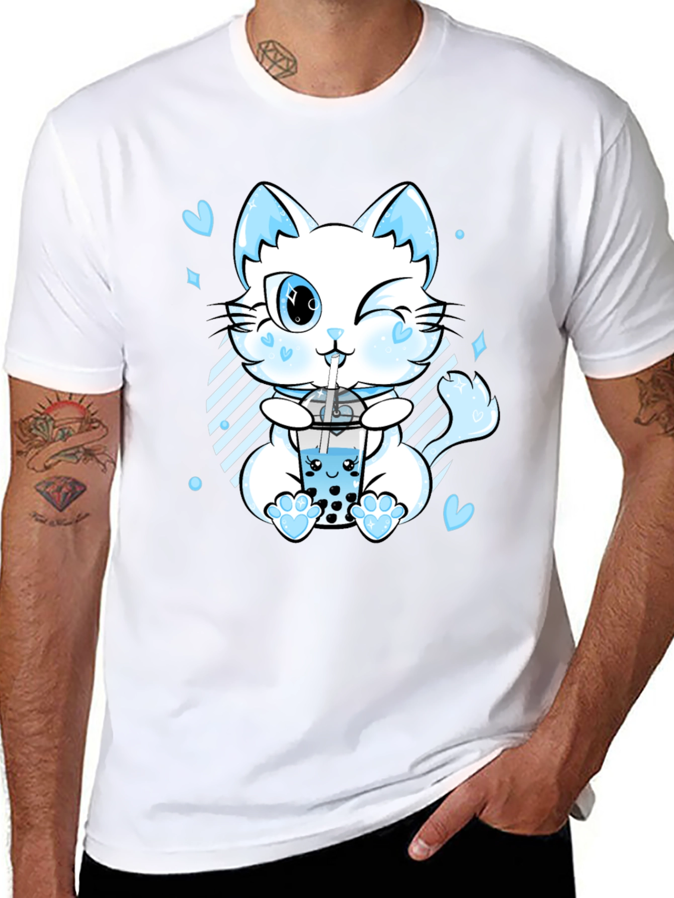 Kawaii Cat Boba Tea T-Shirt - Cute Anime Style