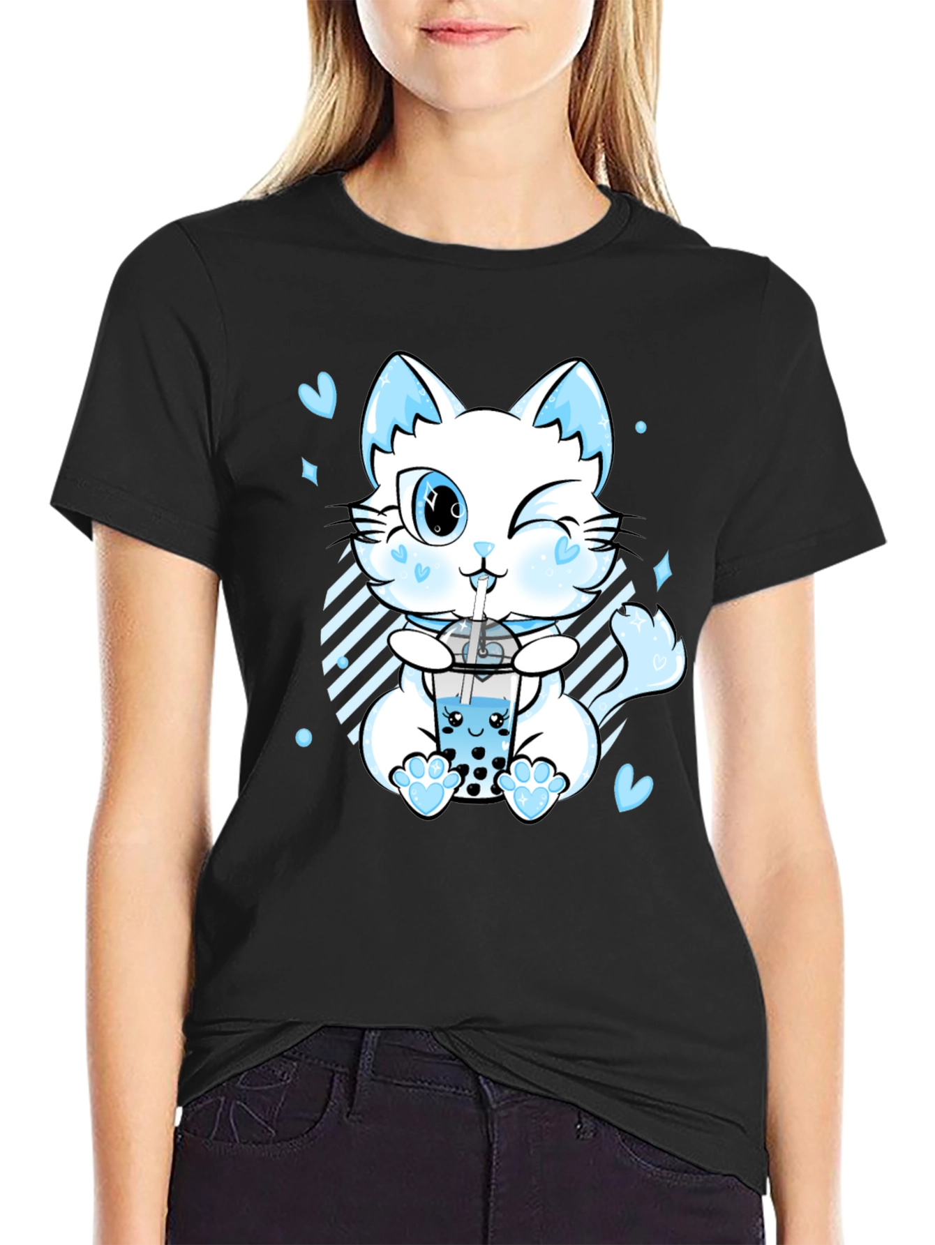 Kawaii Cat Boba Tea T-Shirt - Cute Anime Style
