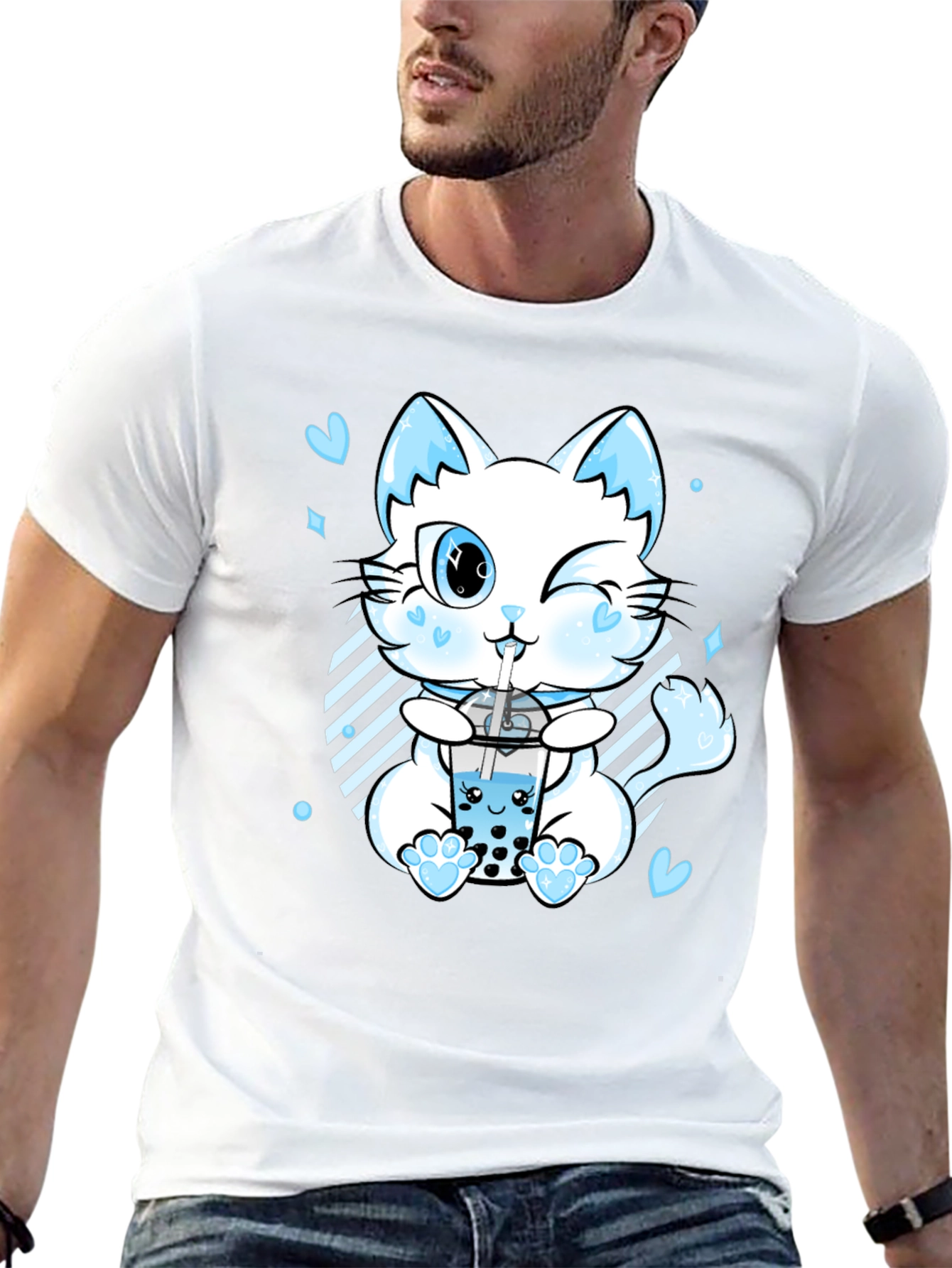 Kawaii Cat Boba Tea T-Shirt - Cute Anime Style
