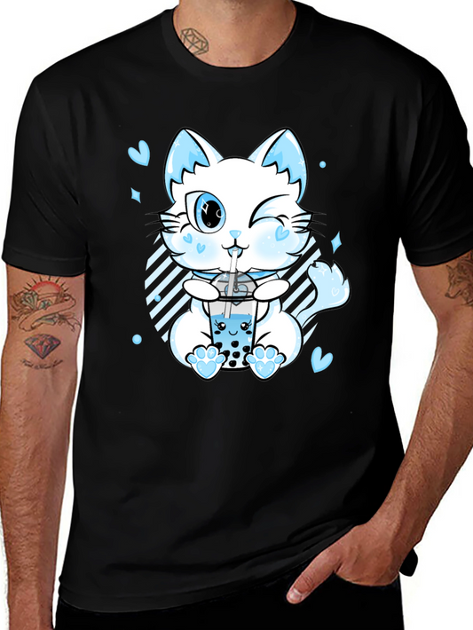 Kawaii Cat Boba Tea T-Shirt - Cute Anime Style