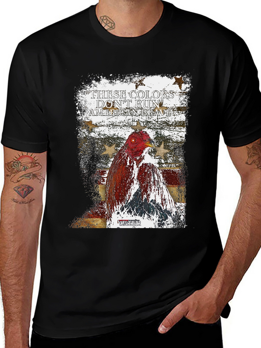 Patriotic Rooster T-Shirt - These Colors Dont Run