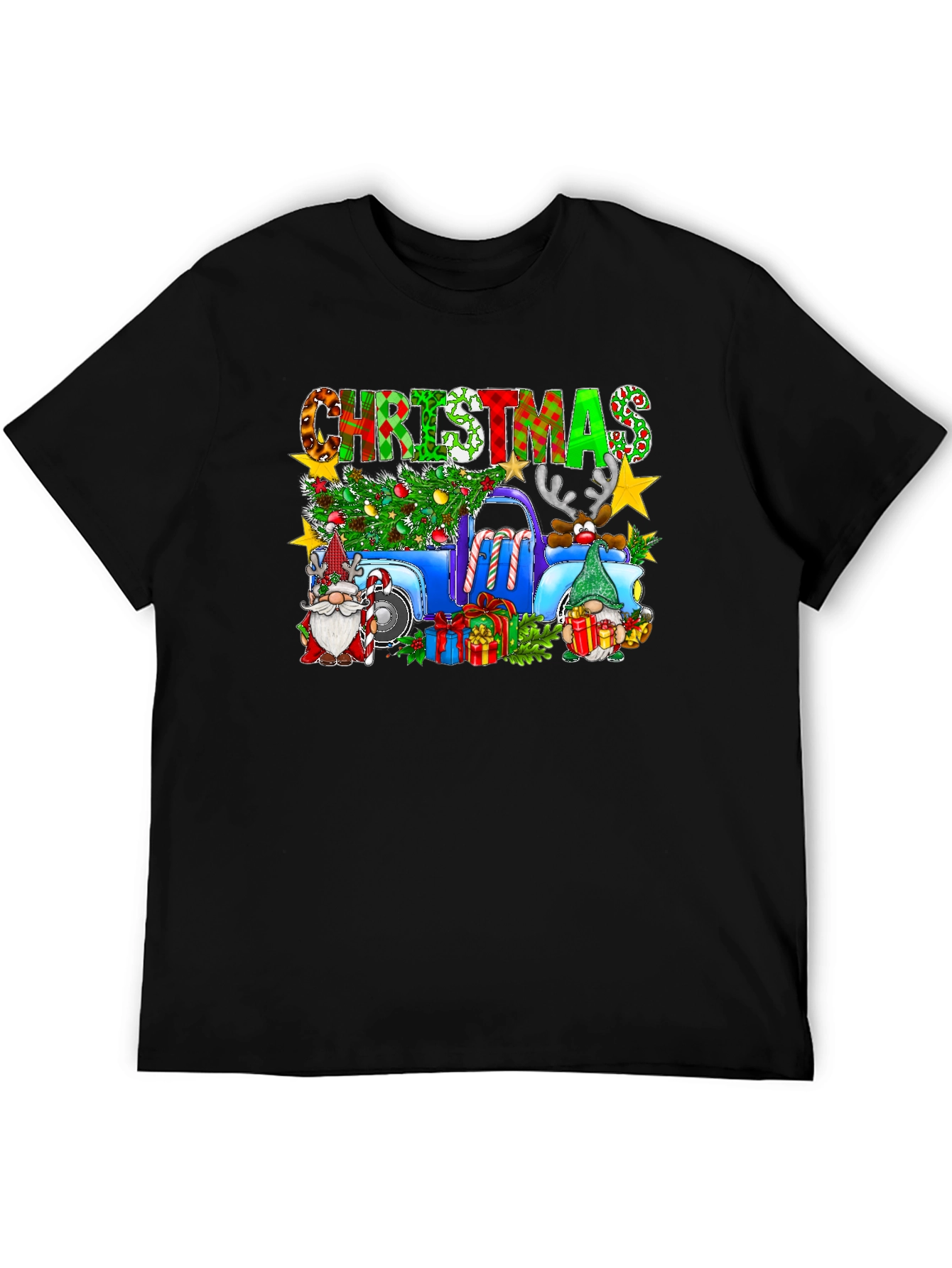Christmas Gnomes Truck Graphic T-Shirt