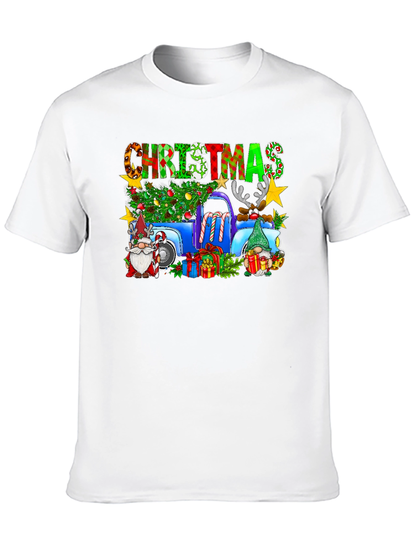 Christmas Gnomes Truck Graphic T-Shirt