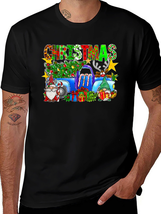 Christmas Gnomes Truck Graphic T-Shirt