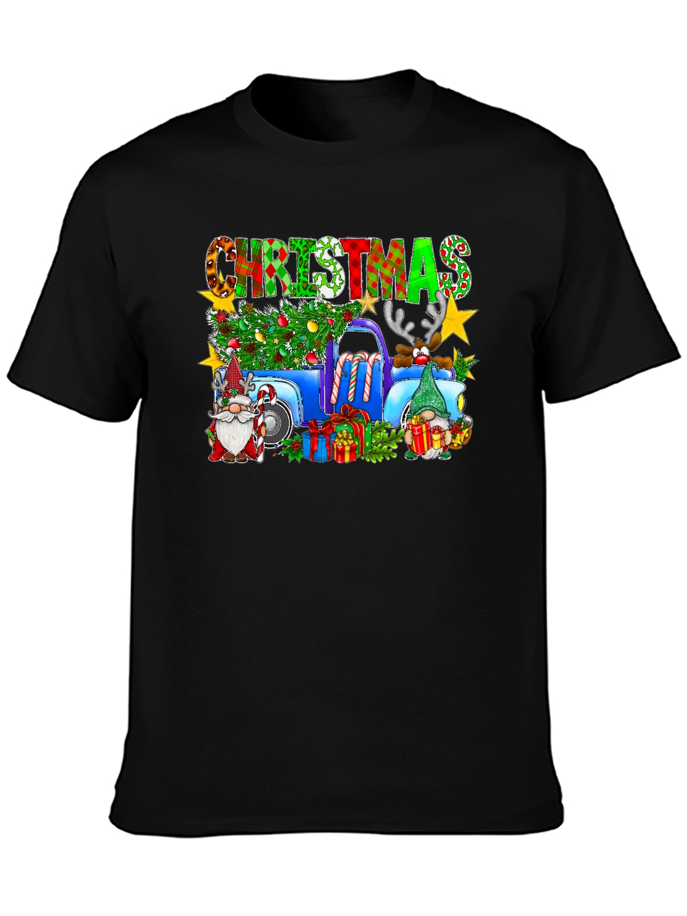 Christmas Gnomes Truck Graphic T-Shirt