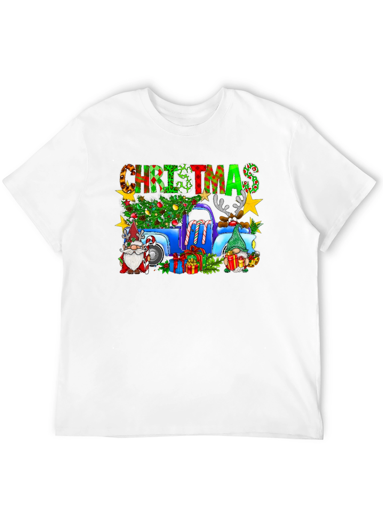 Christmas Gnomes Truck Graphic T-Shirt