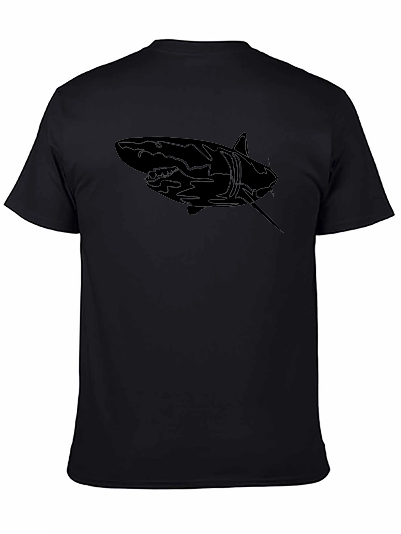 Shark Graphic Print Mens Black T-Shirt