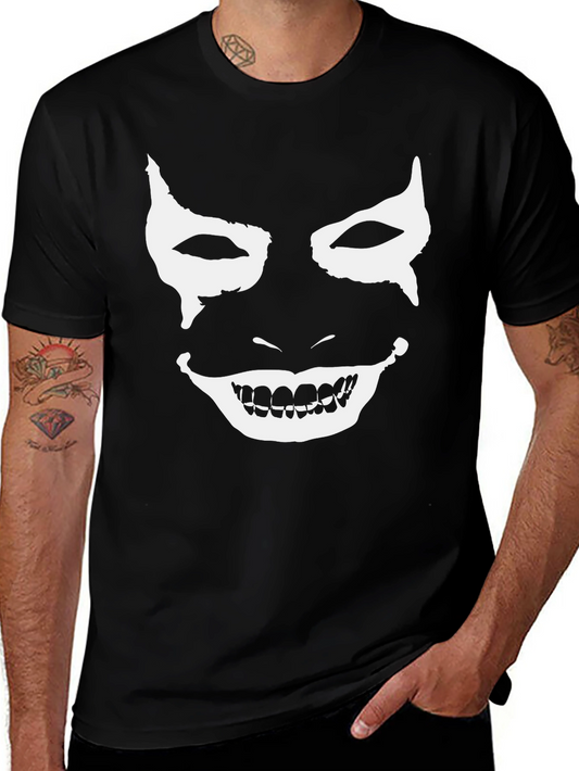 Creepy White Face Graphic Black T-Shirt