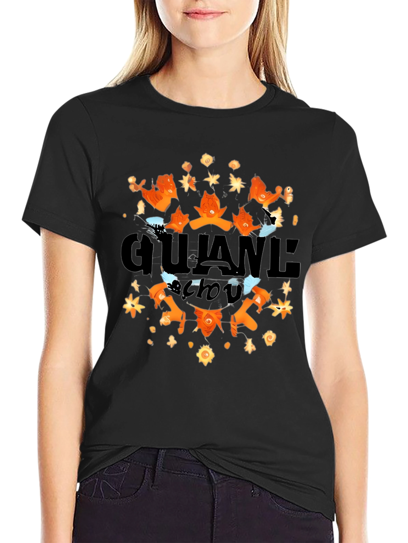 Stylish Gujane Chou Black Graphic Tee