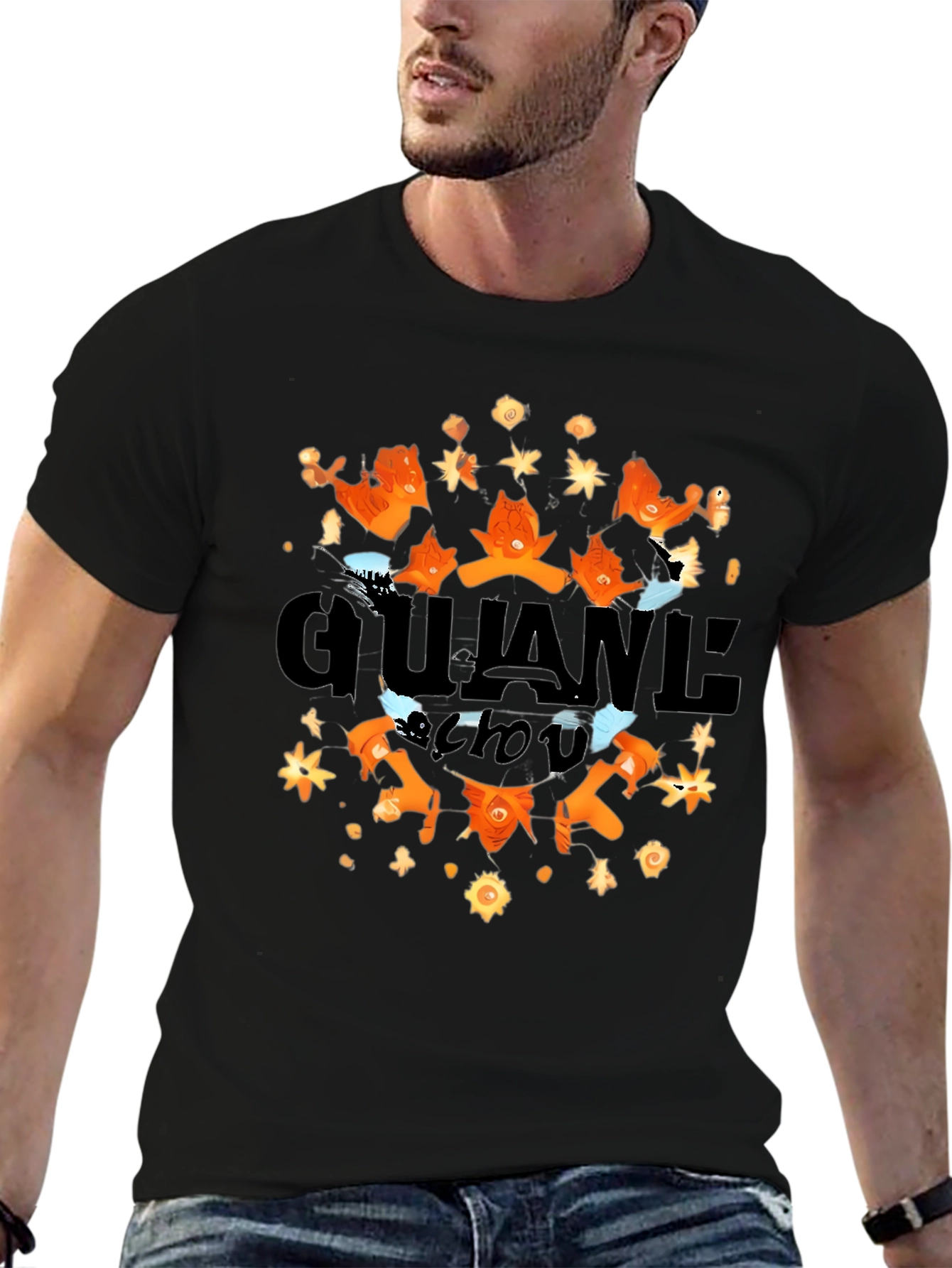 Stylish Gujane Chou Black Graphic Tee