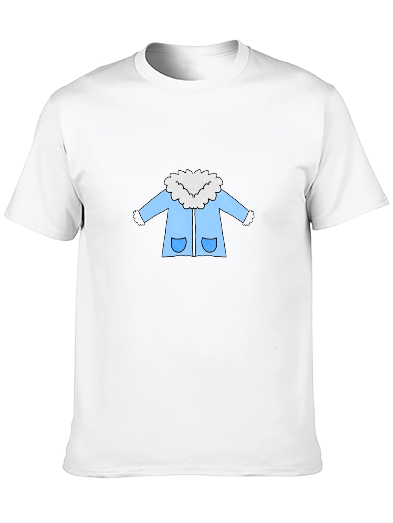 Cartoon Coat Graphic Tee - Black Cotton T-Shirt