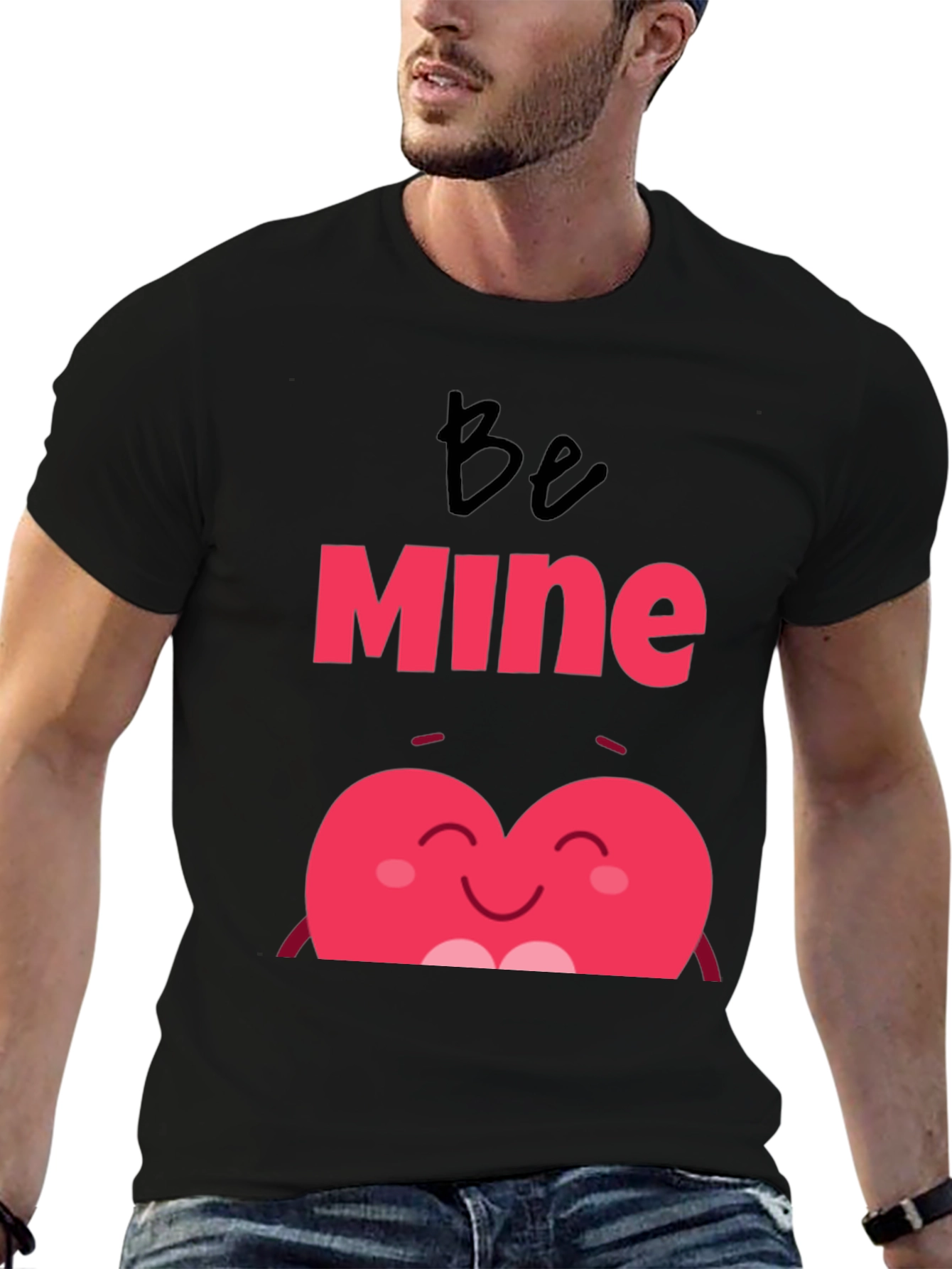 Be Mine Heart Valentines Day Black T-Shirt