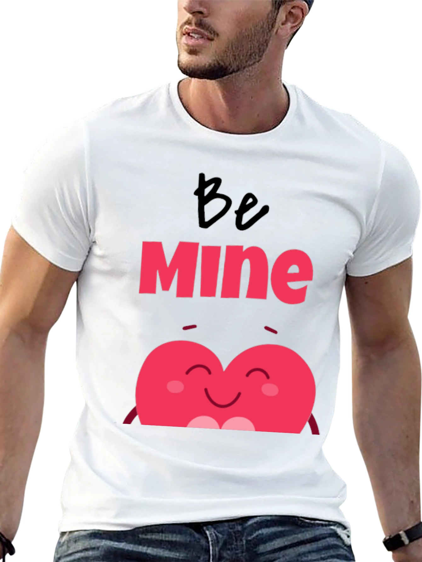 Be Mine Heart Valentines Day Black T-Shirt