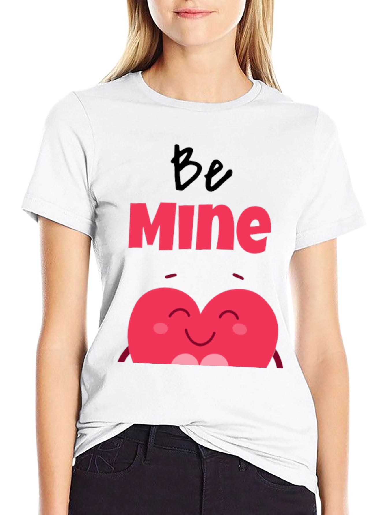 Be Mine Heart Valentines Day Black T-Shirt