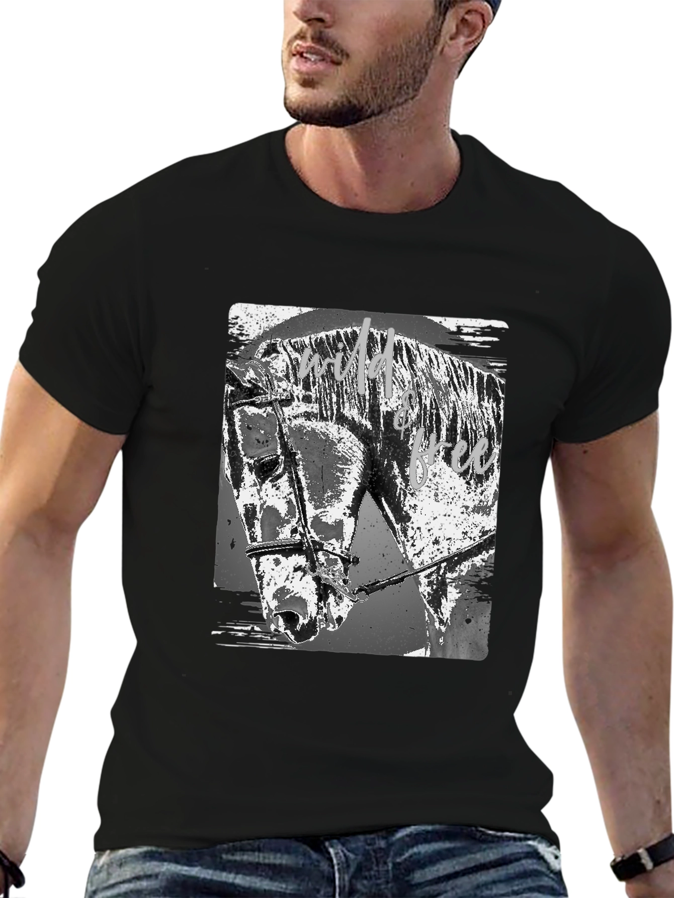 Wild & Free Horse Graphic Tee - Black