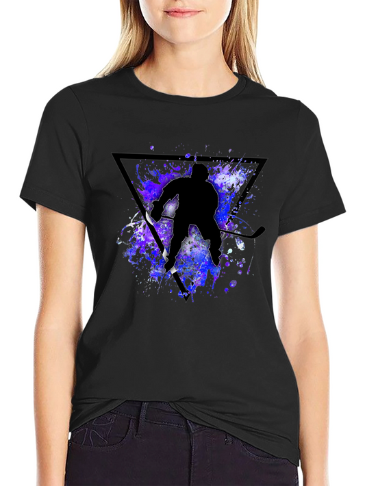 Hockey Player Silhouette T-Shirt - Black