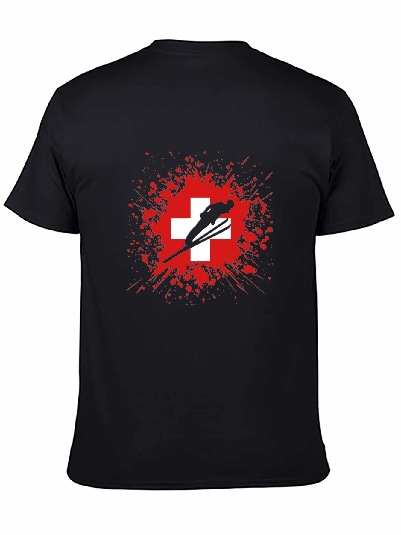 Ski Jumper Switzerland Flag Graphic T-Shirt