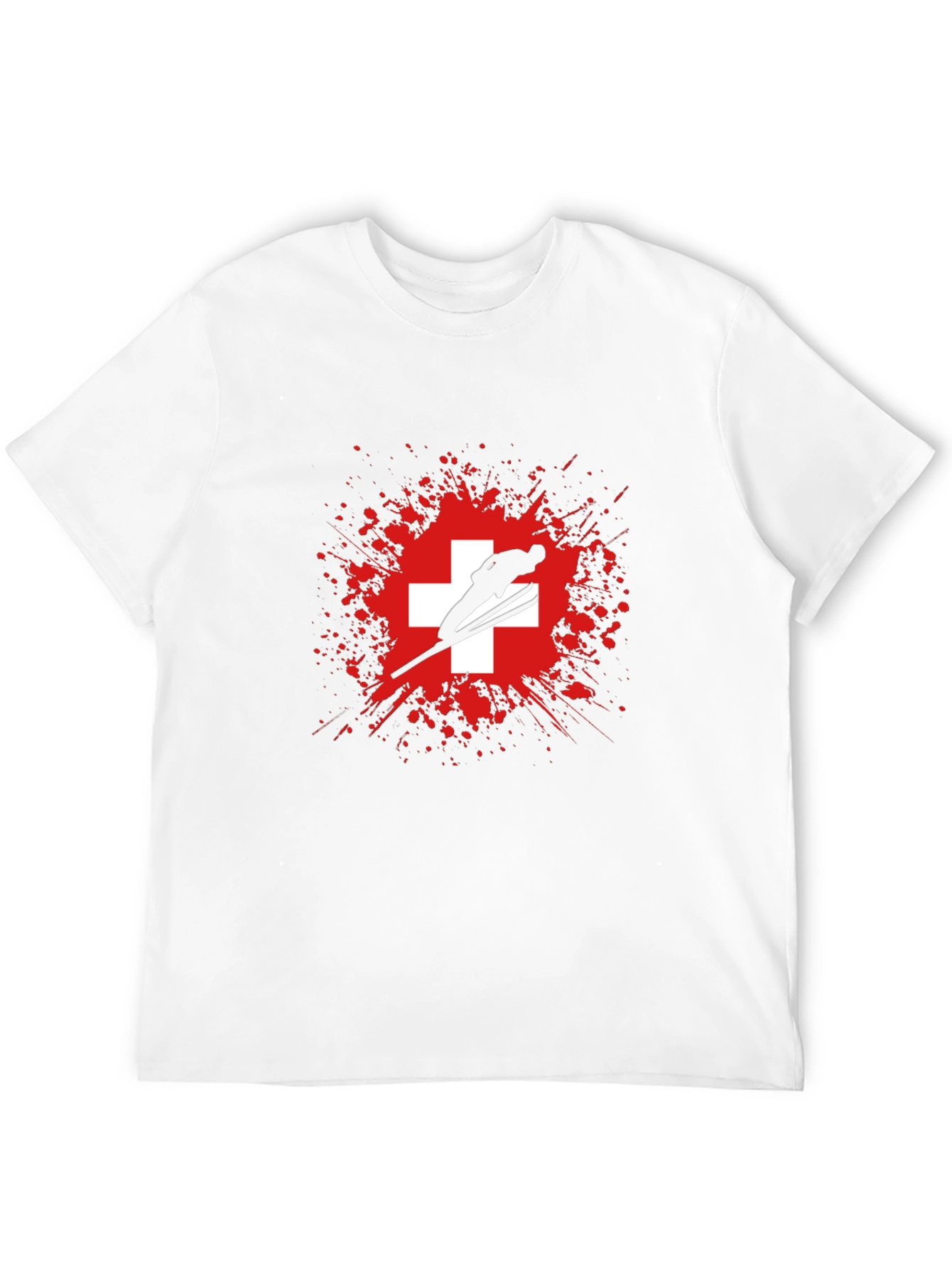 Ski Jumper Switzerland Flag Graphic T-Shirt