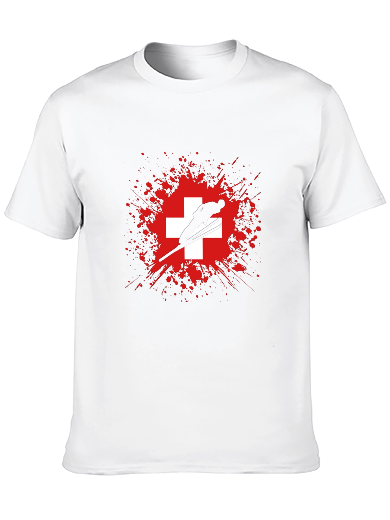 Ski Jumper Switzerland Flag Graphic T-Shirt