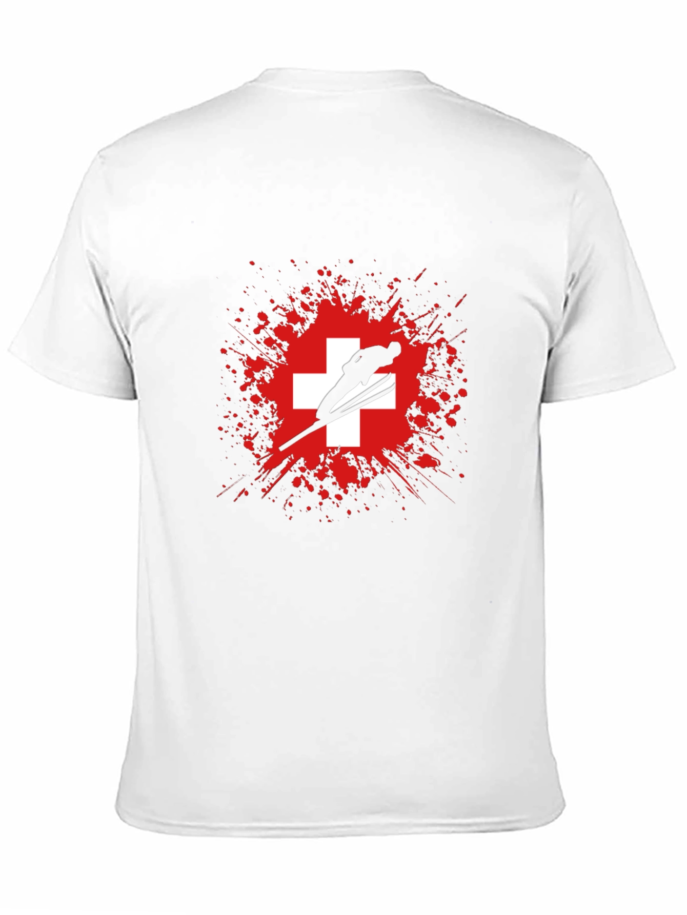 Ski Jumper Switzerland Flag Graphic T-Shirt
