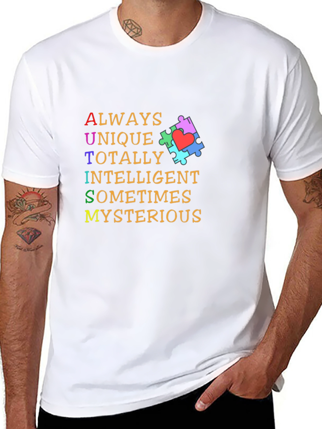 Autism Awareness Graphic Tee: Unique Intelligent Mysterious
