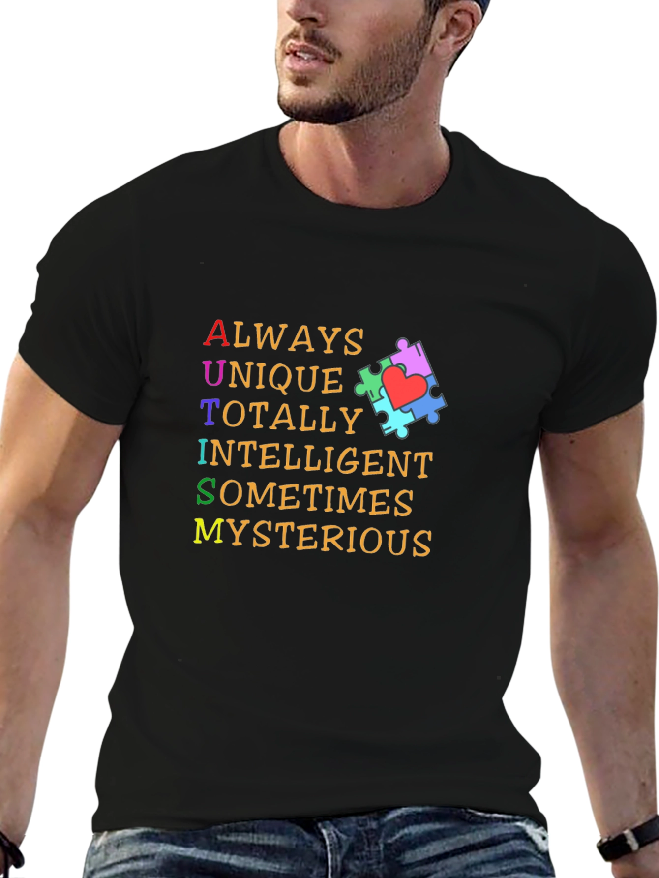 Autism Awareness Graphic Tee: Unique Intelligent Mysterious