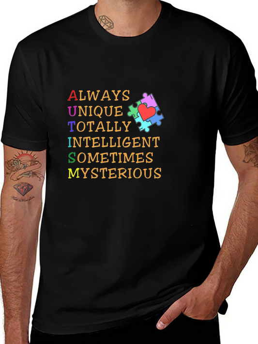 Autism Awareness Graphic Tee: Unique Intelligent Mysterious