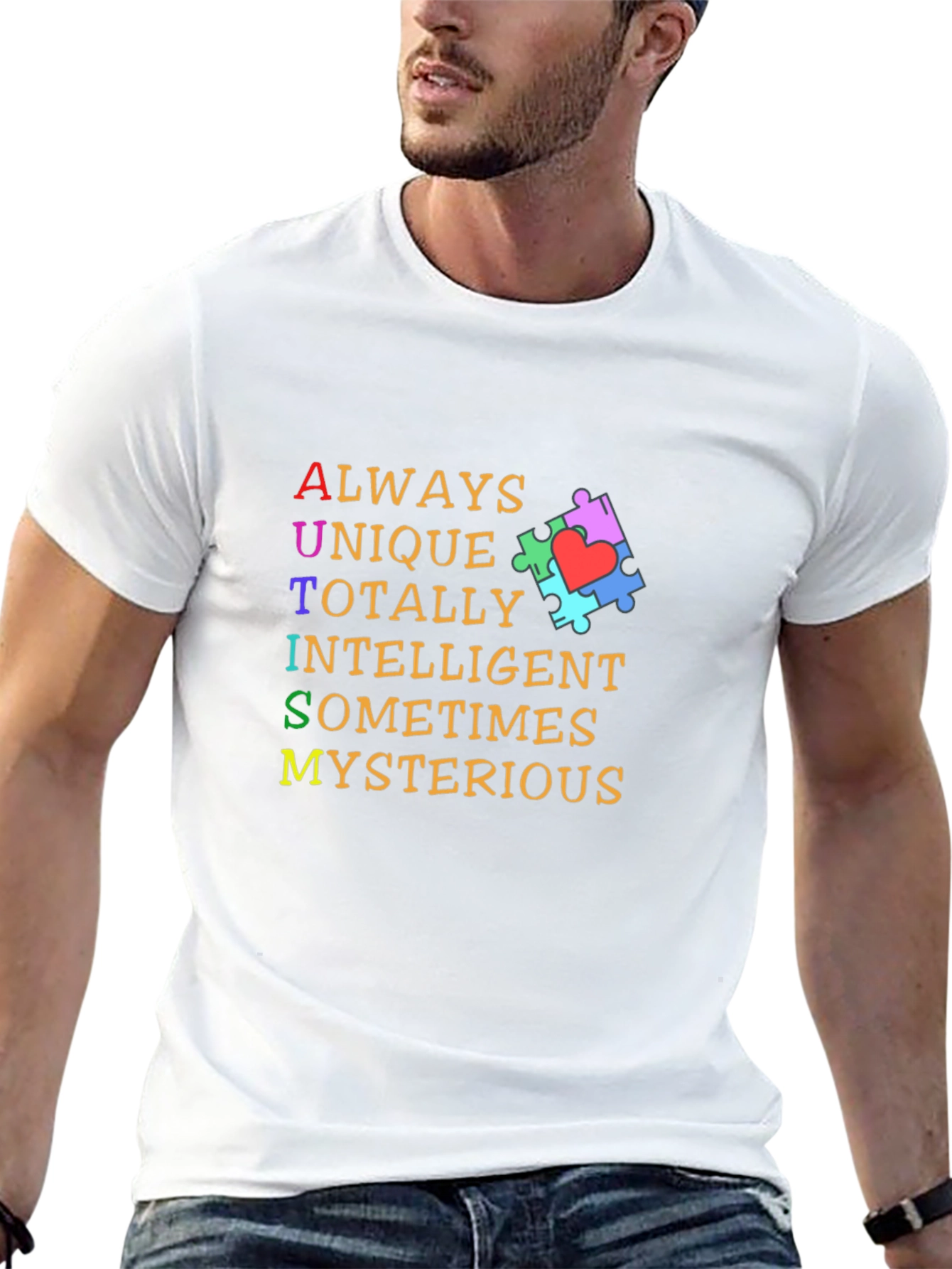Autism Awareness Graphic Tee: Unique Intelligent Mysterious