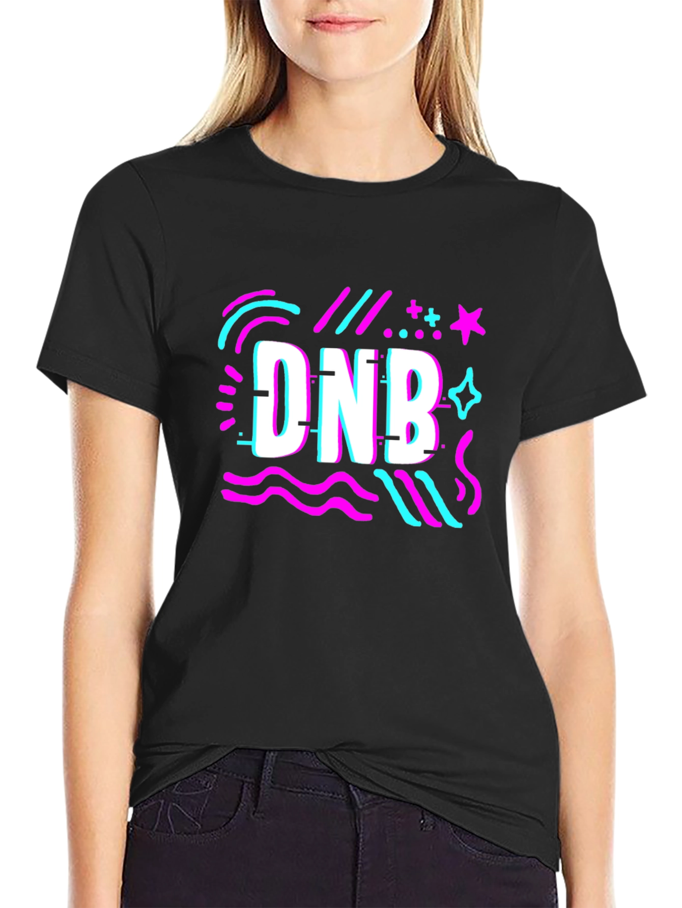 DNB Glitch Style Black T-Shirt