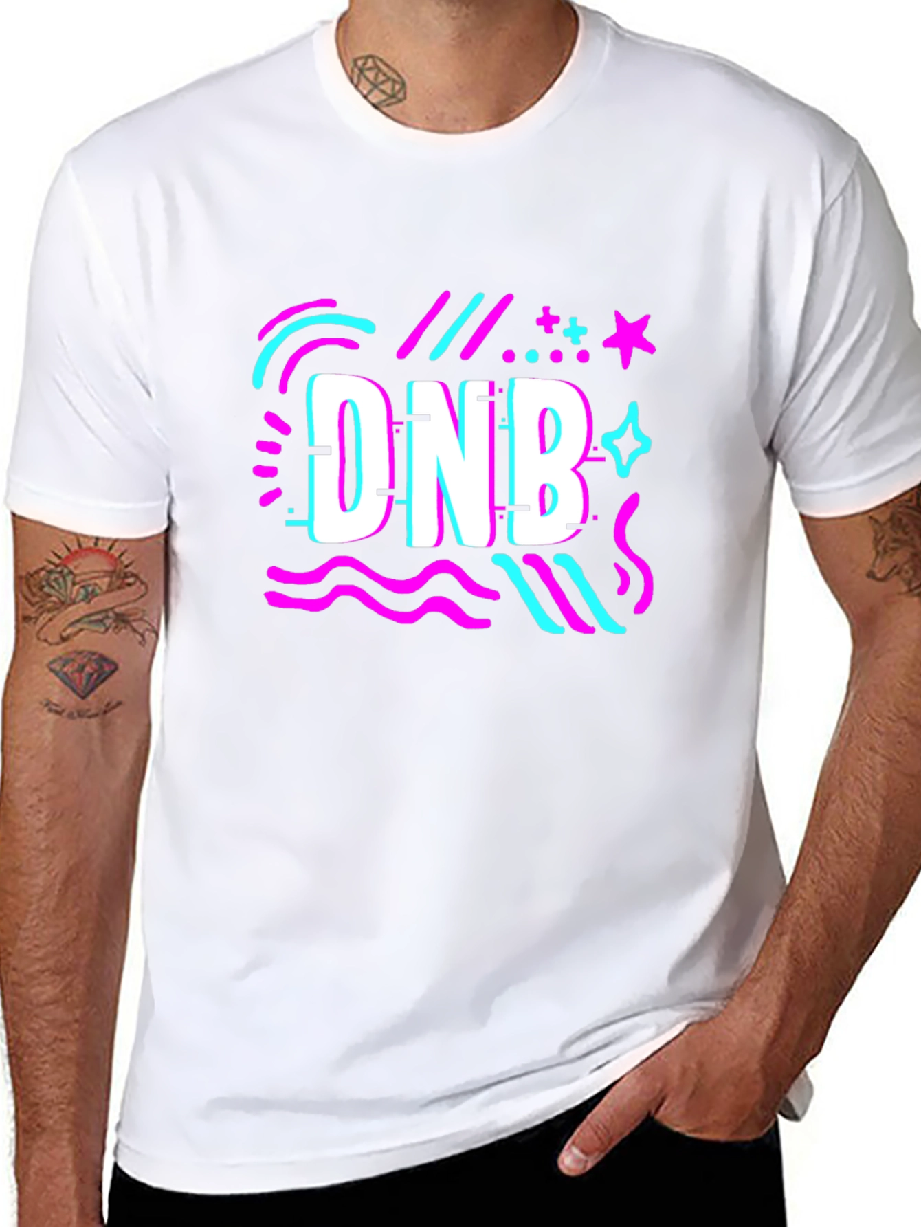 DNB Glitch Style Black T-Shirt