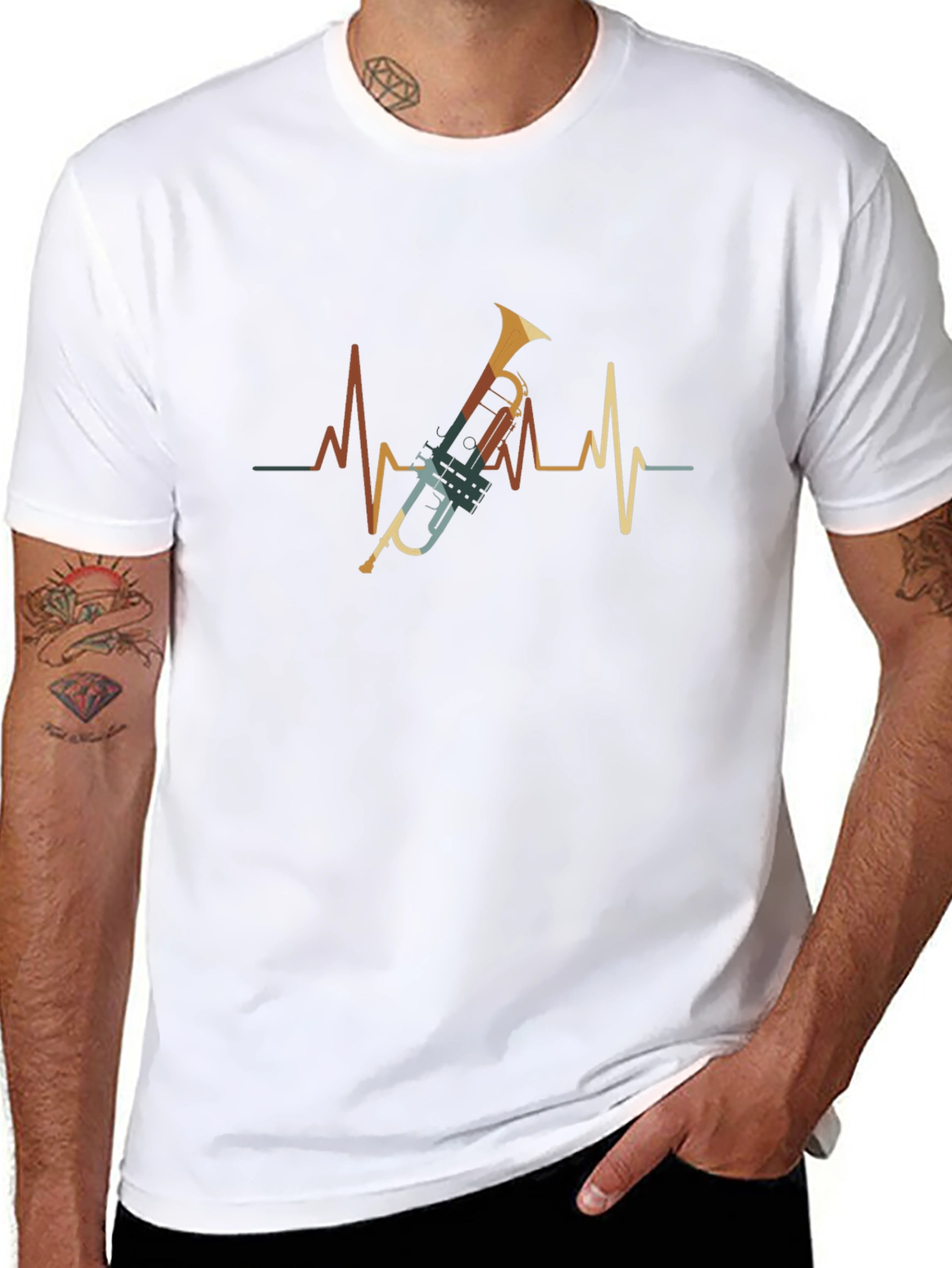 Trumpet Heartbeat Graphic Tee - Musicians Style